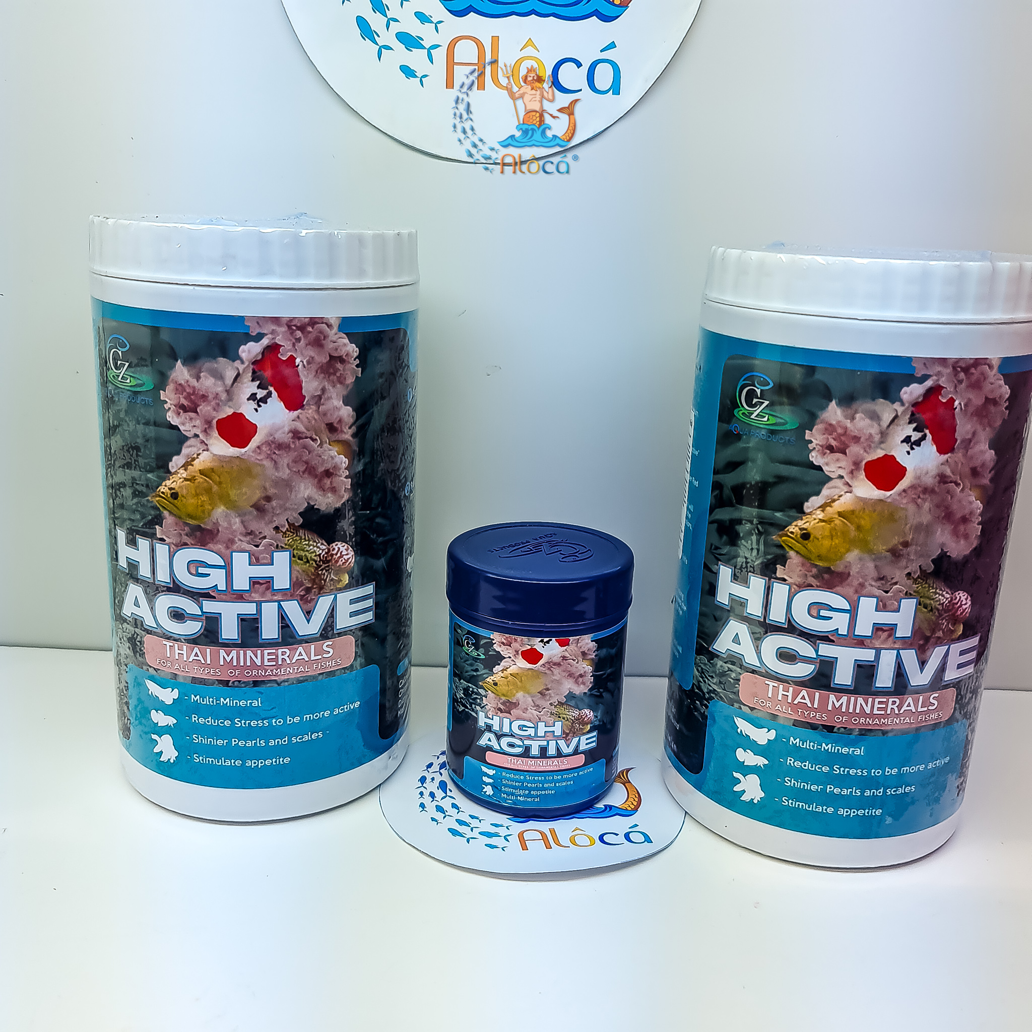 Khoáng chất High Active chính hãng giúp tăng khả năng hấp thụ thức ăn, giảm stress cho cá rồng lọ 100g, 1kg.