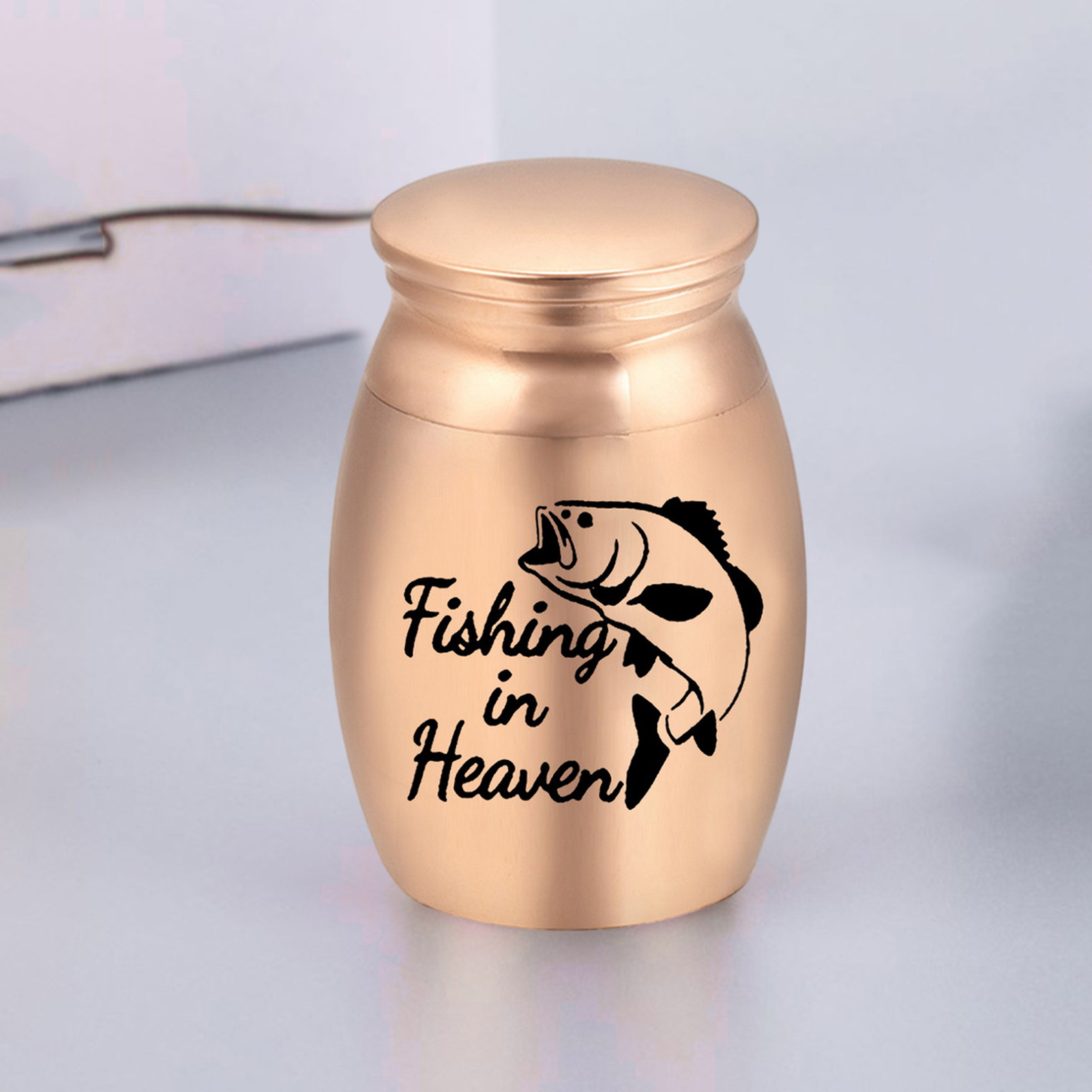 Zelans Pocket-sized Pet Urn Easy-to-carry Pet Urn Heavenly Fishing Pet Urn  Small Metal Cremation Box for Dog/cat Ashes Beautiful Memorial Keepsake  with Printed Thread Lid Ideal