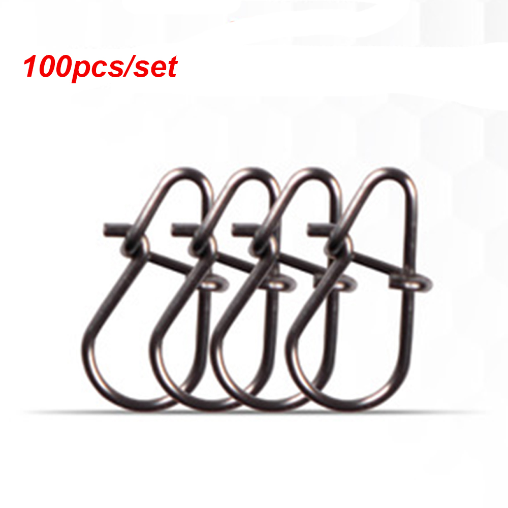 100pcs/lot New Durable Line tackle Stainless Steel Portable Barrel Swivel Connector Fishing Hanging Snap Oval Split Rings