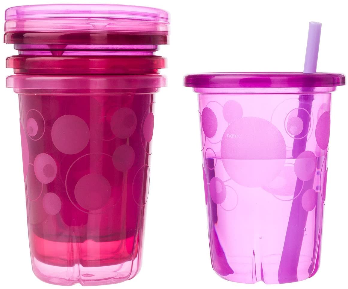 The First Years Take & Toss Straw Cups, Purple, 10 oz , 4 Pk