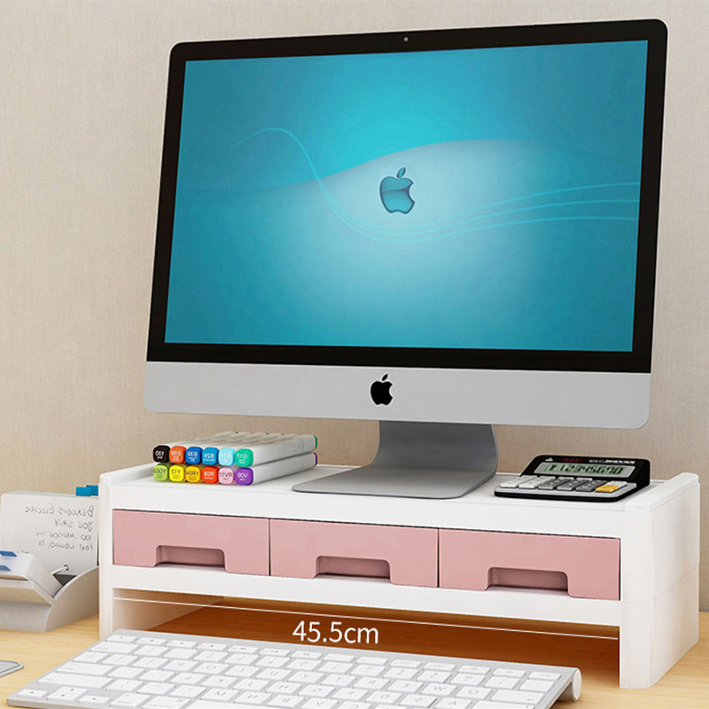 Desktop computer monitor, elevated office, desktop storage box, neck guard, screen, drawer shelf