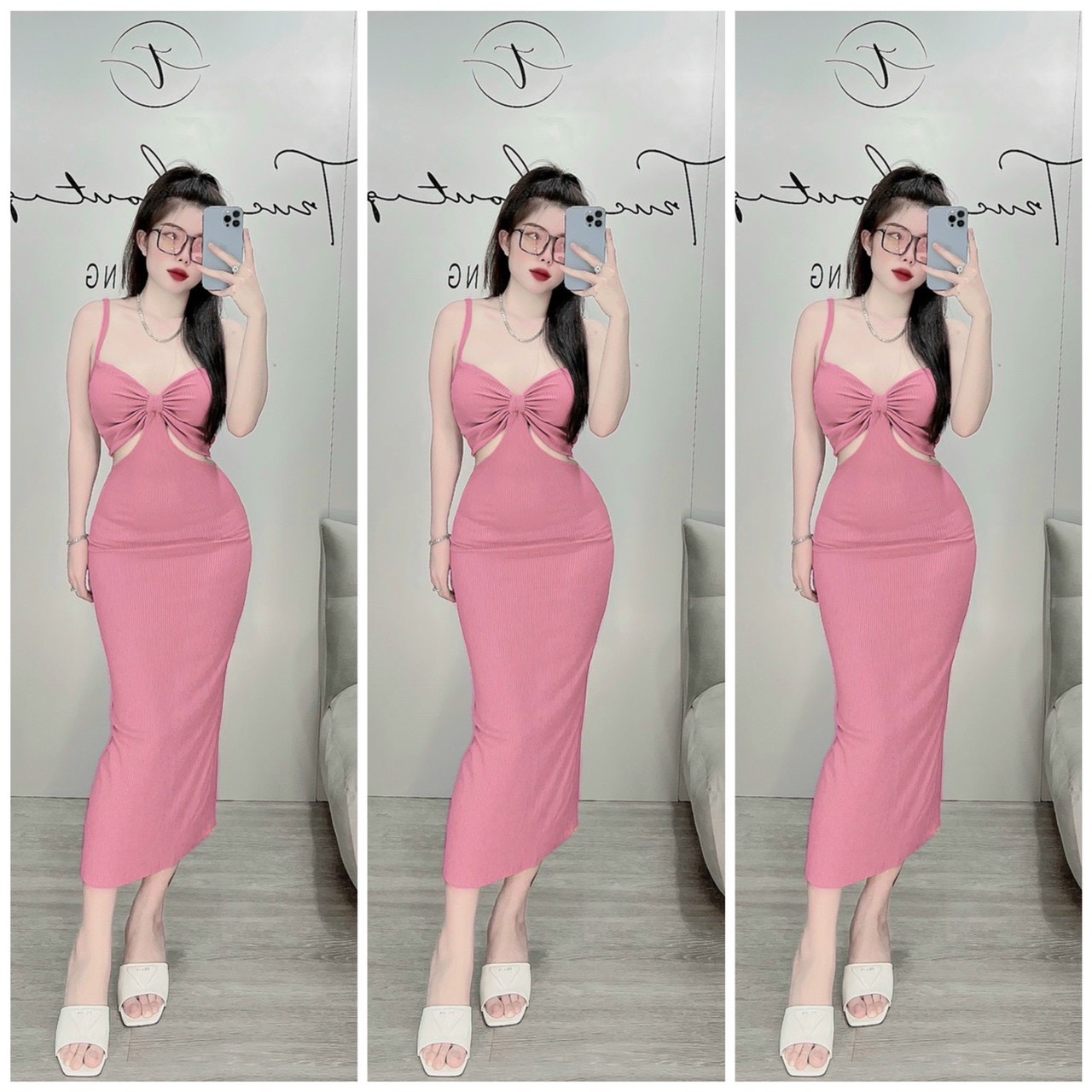 Đầm body hai dây khoét eo siêu hot