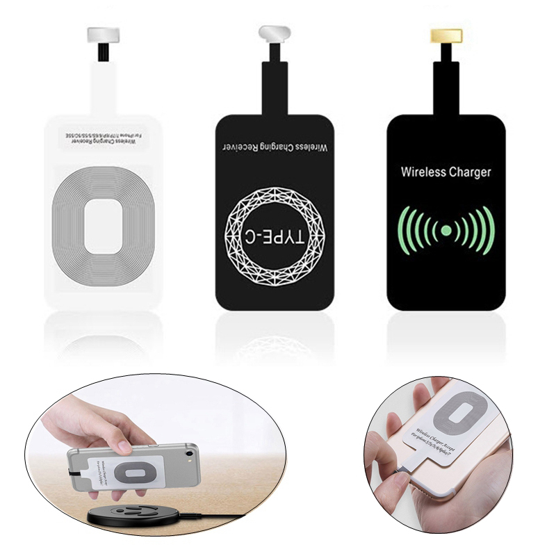 Aiqinhaimaoyi 1 cái máy thu sạc không dây phổ thông Qi tiêu chuẩn Micro USB Loại-C thích hợp cho Android Huawei sạc iPhone vá