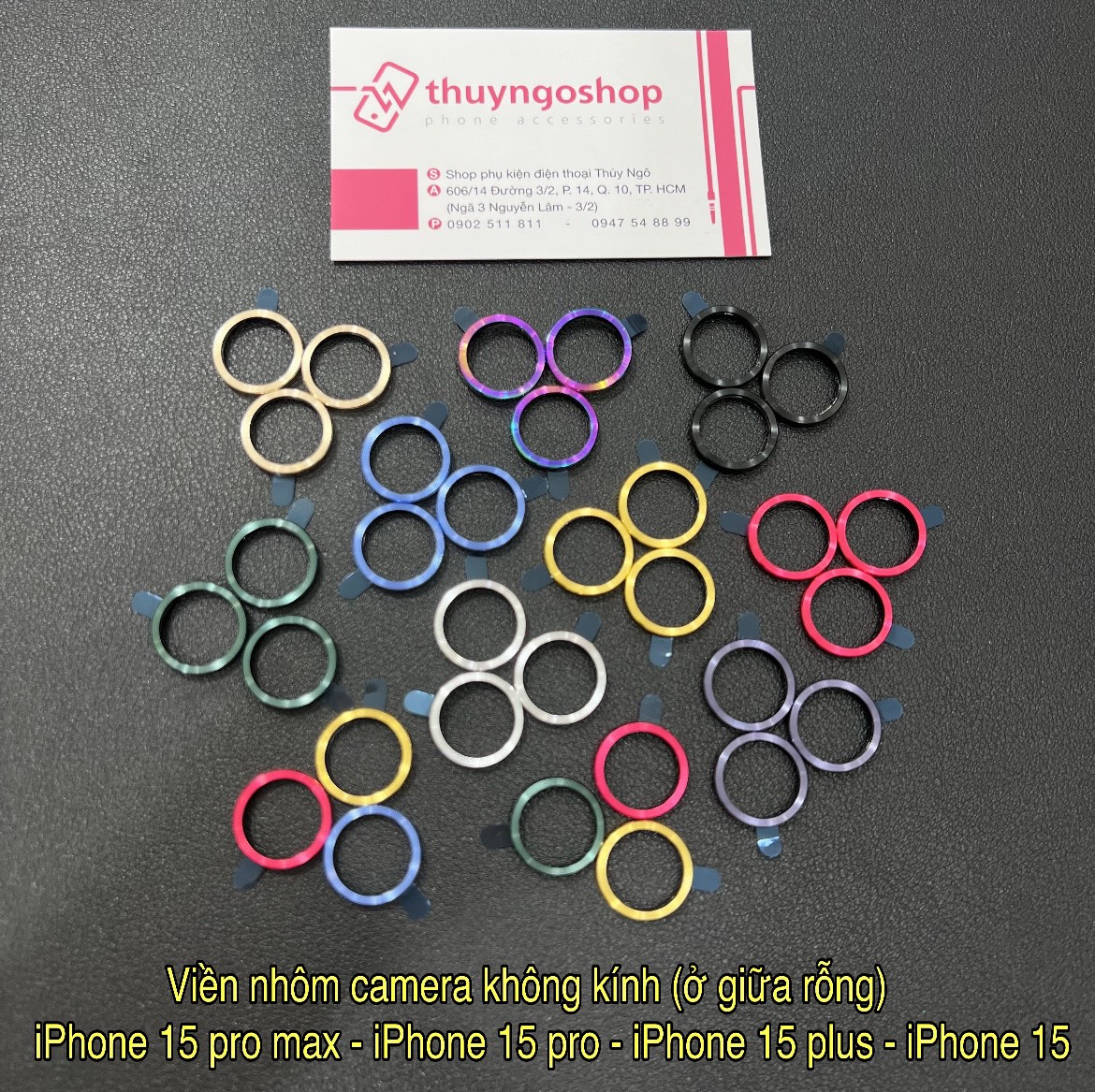 Viền nhôm camera siêu mỏng (ở giữa rỗng) iPhone 15 Pro Max - iPhone 15 Pro - iPhone 15 Plus - iPhone 15