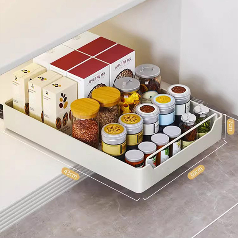 Non punching kitchen pull-out shelf, sink, basket, cabinet, slide rail, drawer, storage box