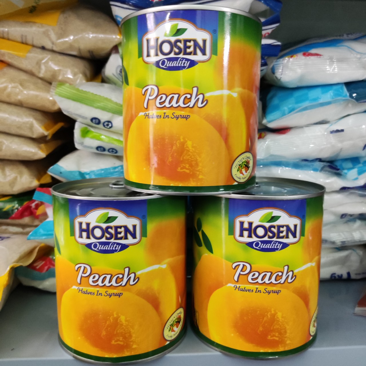 Đào ngâm Hosen đóng lon 825g (loại ngon, cao cấp, thơm giòn)