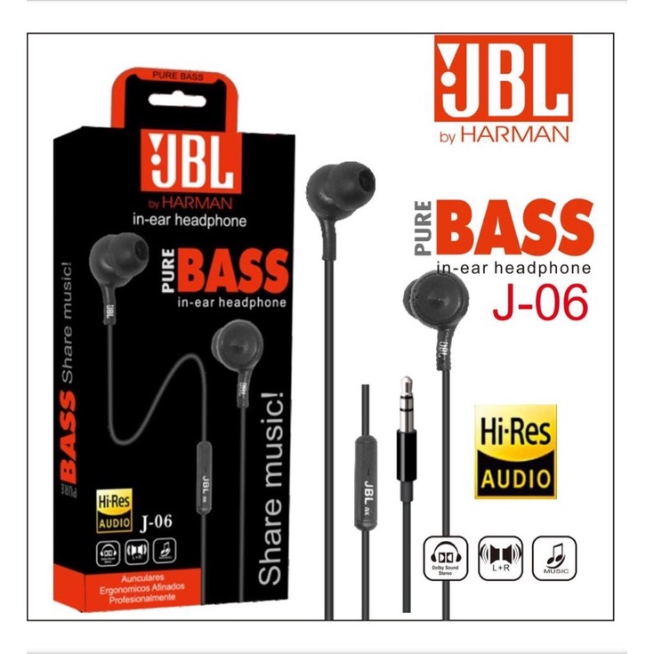 Headset Super Bass J06 Handsfree J06 Pure Bass JBL Earphone