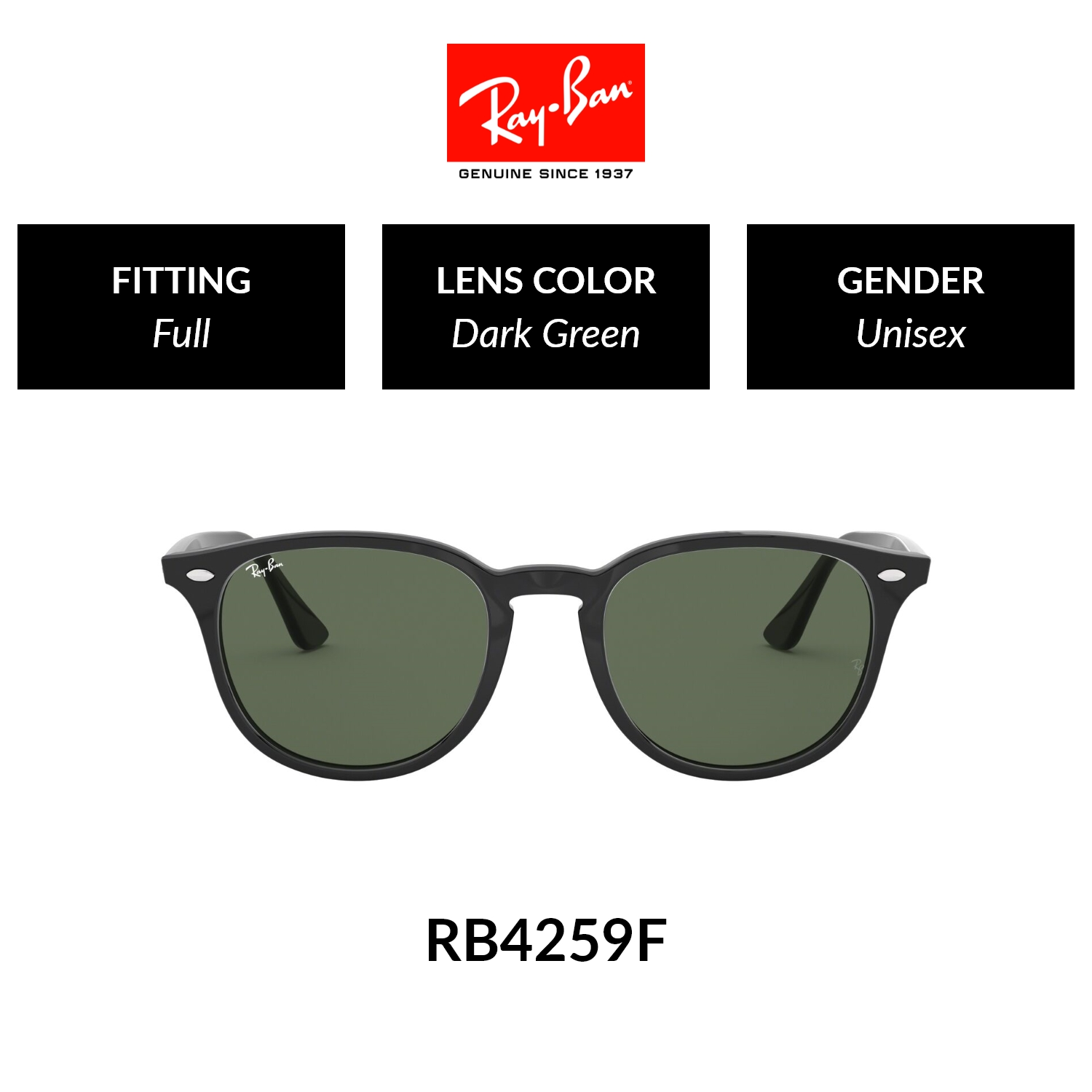 Ray-Ban PHANTOS RB4259F 601/71 Unisex Full Fitting Sunglasses Size