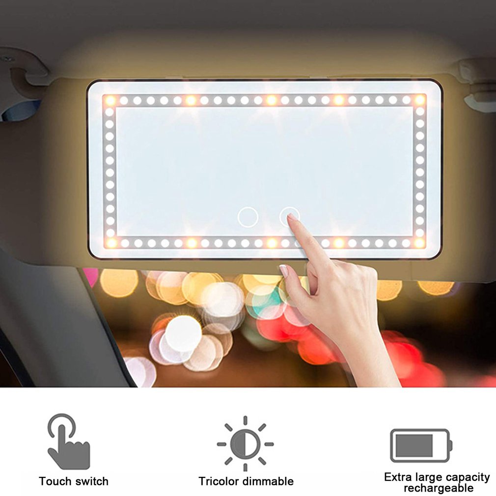 【Salt & Story】Car Vanity Mirror Rechargeable Pratical With 3 Light ...