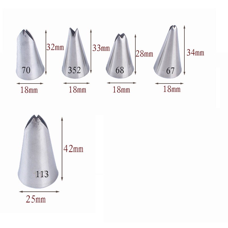 Bộ 5 Đuôi Bắt Bông Kem Hình Chiếc Lá