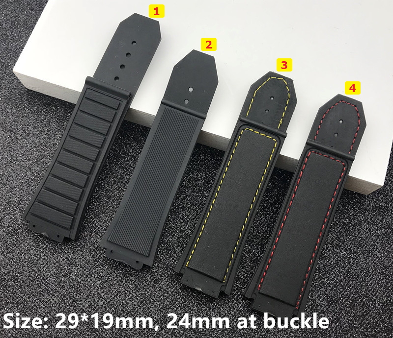 Black waterproof watchband 29*19mm nature Silicone rubber watch