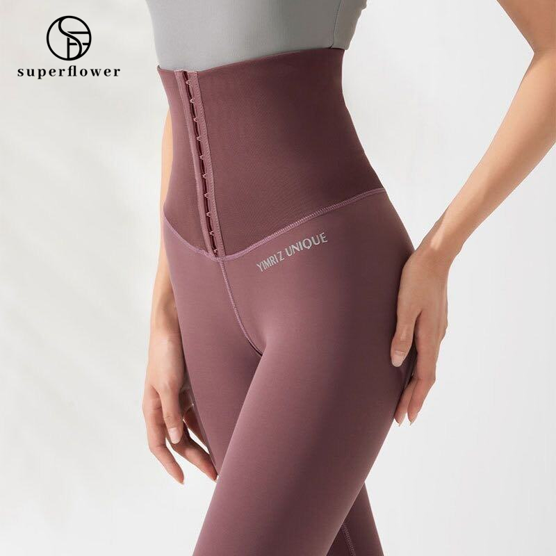 SUPERFLOWER Women's High Waist Pants with Hook Tummy Control Waist Trainer Corset  Leggings Hourglass Body Shaper