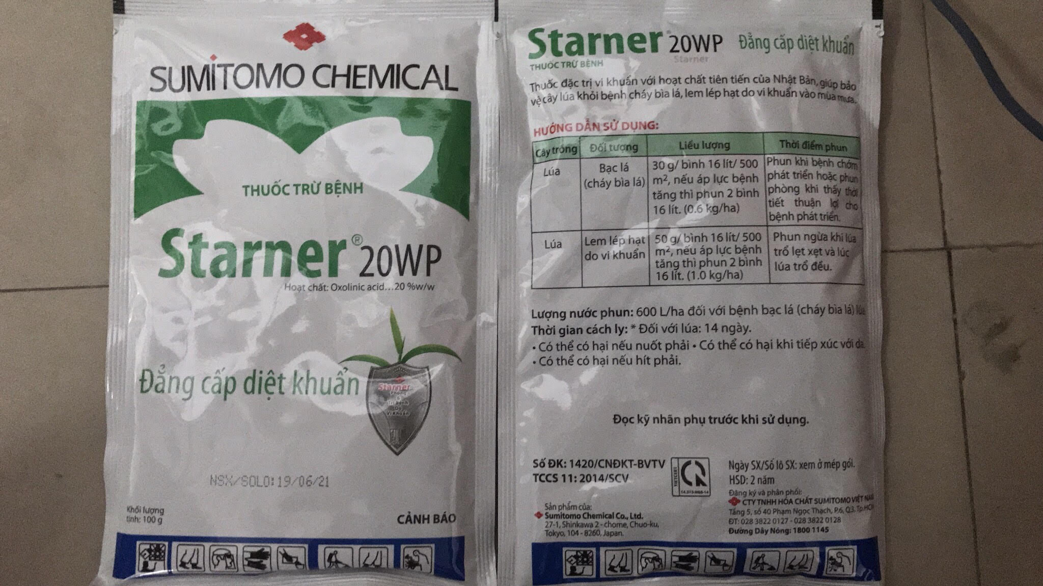 Thuốc trừ vi khuẩn số 1 Nhật Bản, Starner 20WP (1 gói 100g)