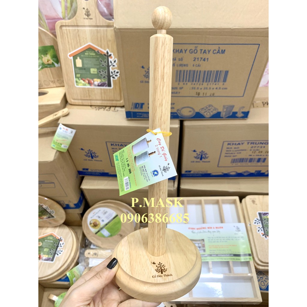 Cây để giấy, ráp sẵn đức thành 22431 - cây để giấy cuộn 2 trong 1 gỗ đức thành - cây để giấy đức thành