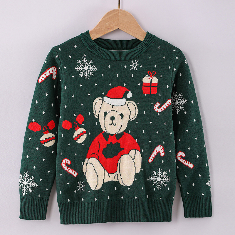 YA ZHOU LONG Children's Christmas sweaters, girls' sweaters, boys' cartoon elk sweaters