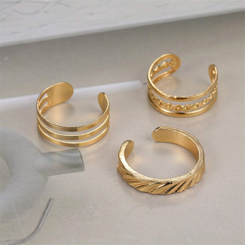 【Shop the Latest Trends】 3PCS Fashion Ins Open Toe Rings For Women Adjustable Simple Minimal Hollow Summer Beach Smooth Feet Ring Jewelry On Foot ZHANGNA.