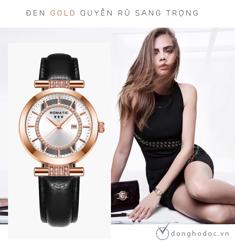 [Miễn Phí Ship] Đồng hồ Nữ ROMATIC Paris, Dây da mềm mại