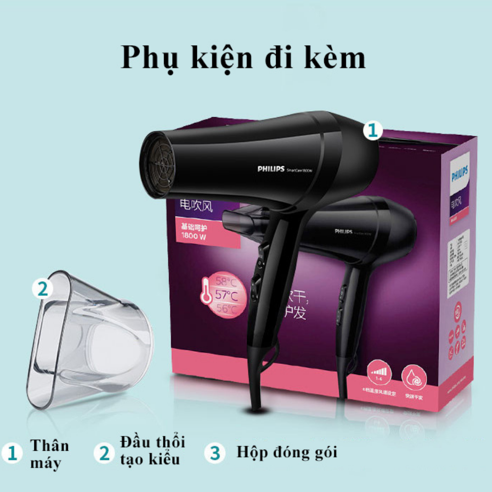 Máy sấy tóc Philips BHC020 công suất 1800W