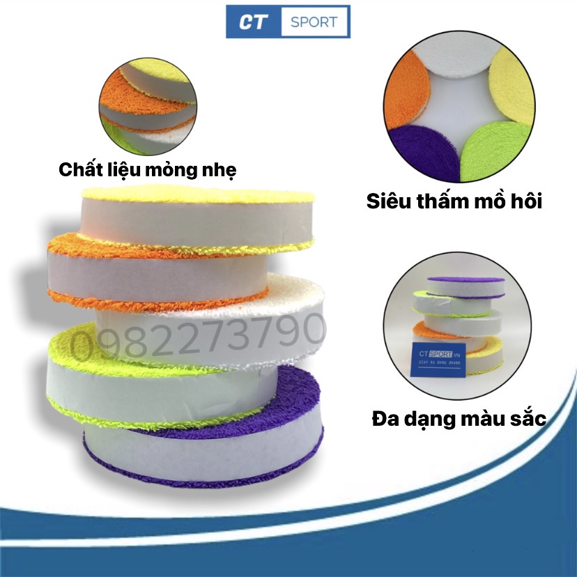 Quấn cán vợt cầu lông, quấn vợt vải dài 5M, cuấn cán vợt vải êm tay