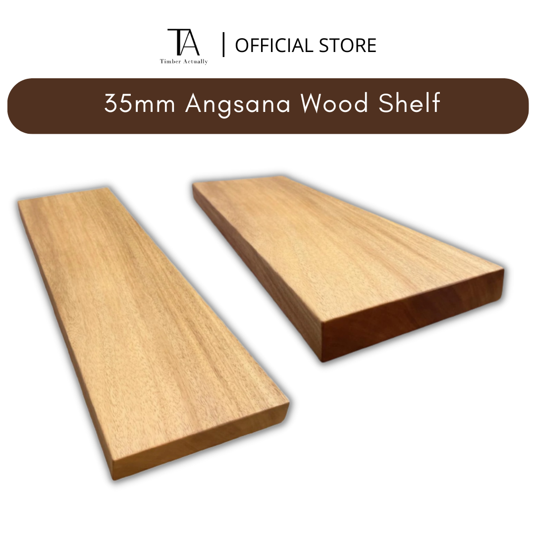 [SG STOCK] 35mm Thickness Floating Wood Wall Shelf Customise Solid Wood Wall Shelves Organiser