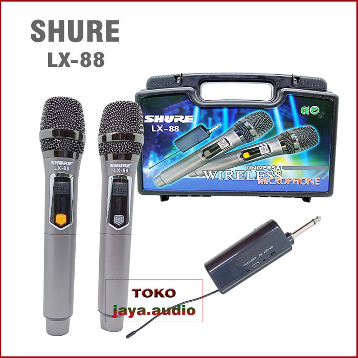 Mic WERLES SHURE LX88 2Mik Pegang Mikrofon Tanpa Kabel Mik SHURE LX 88