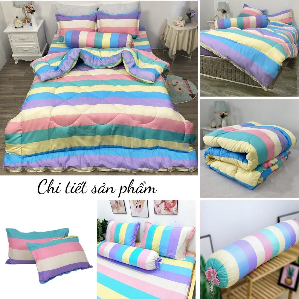 Sét 5 Món Chăn Phao, Mền Phao Chần Bông Siêu Nhẹ, Siêu Ấm Kích Thước 1m8 x 2m - Ga gối anh Tài