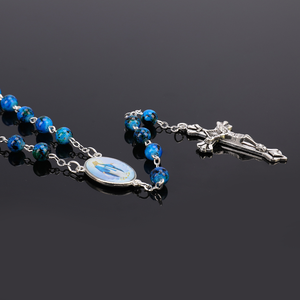 Catholic%20Rosary%20Small%20Size%20Round%20Blue%20Glass%20Beads%20Virgin%20Mary%20Jesus%20Necklace%20XINYAN%20-%20Image%205