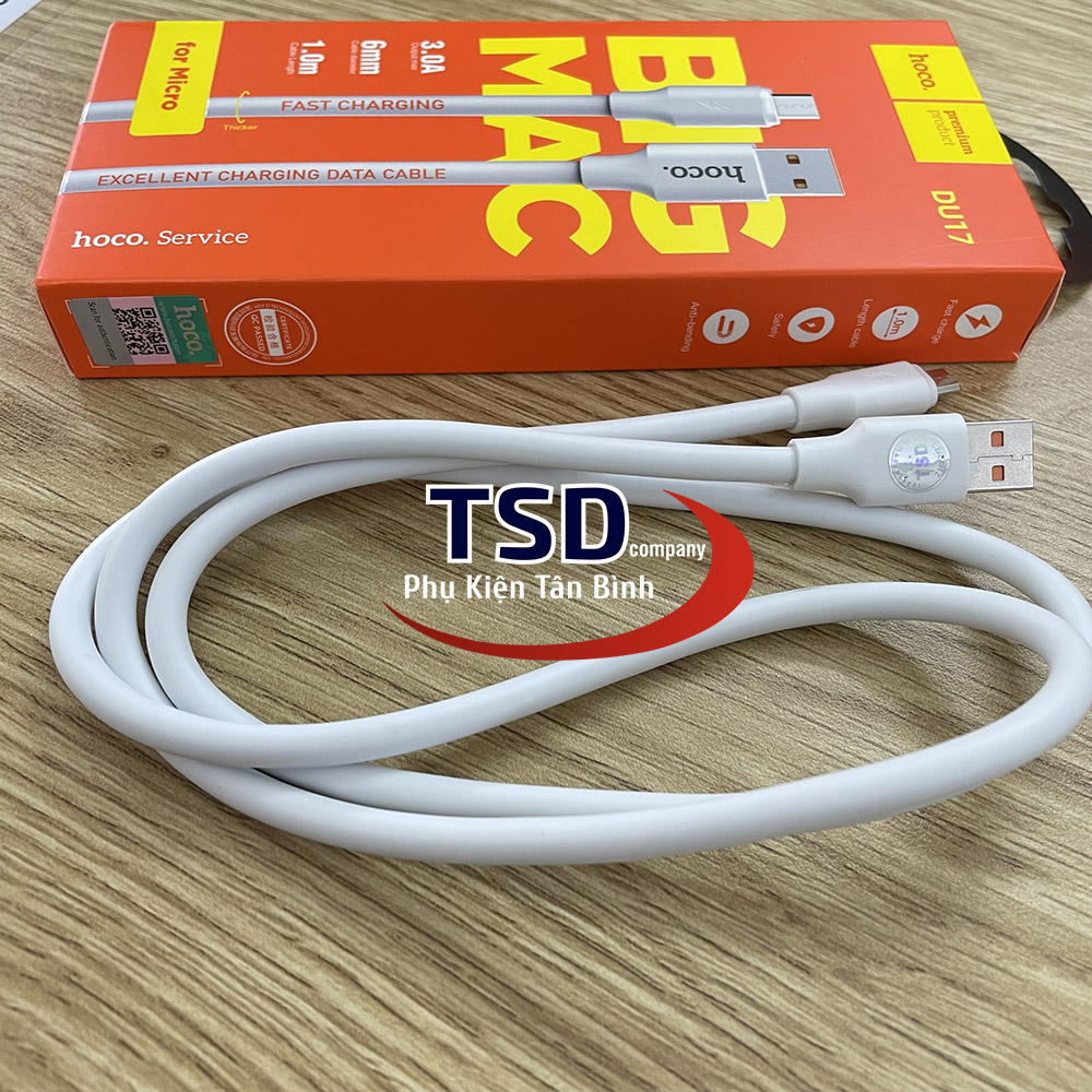 Cáp Sạc Nhanh Cổng Micro USB Hoco DU17 Chính Hãng Dài 1 Mét