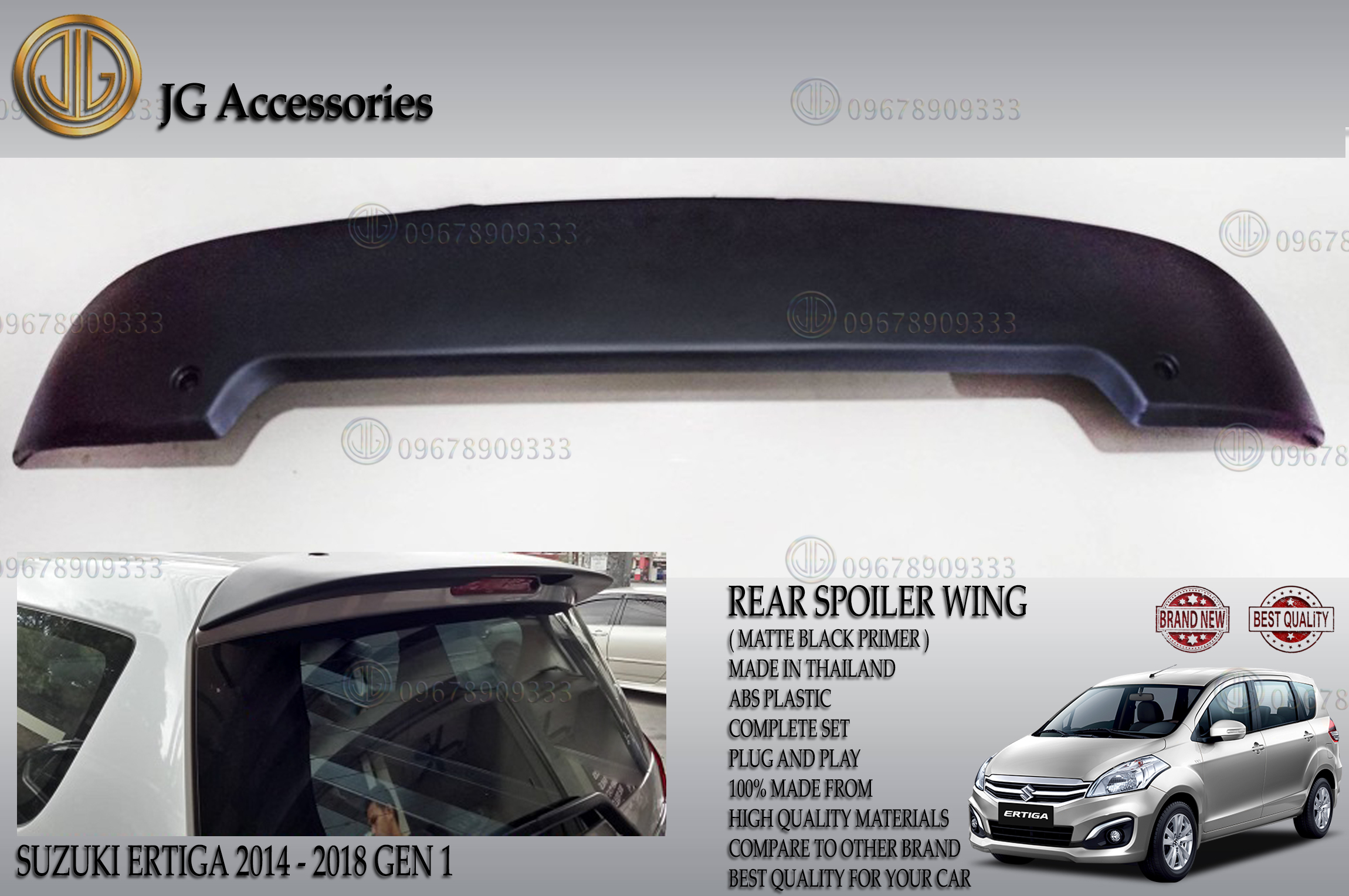 SUZUKI ERTIGA 2014 2015 2016 2017 2018GEN1 REAR SPOILER WING MATTE