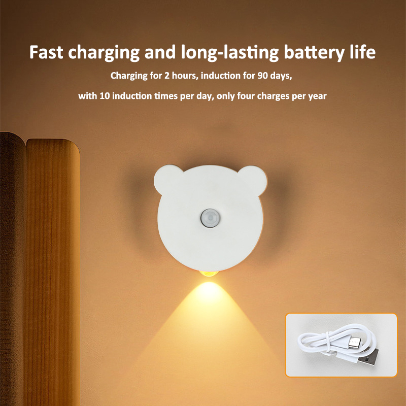 LED light wall lamp body sensor light USB rechargeable light bedside lamp bedroom light non-punching night light ambient light