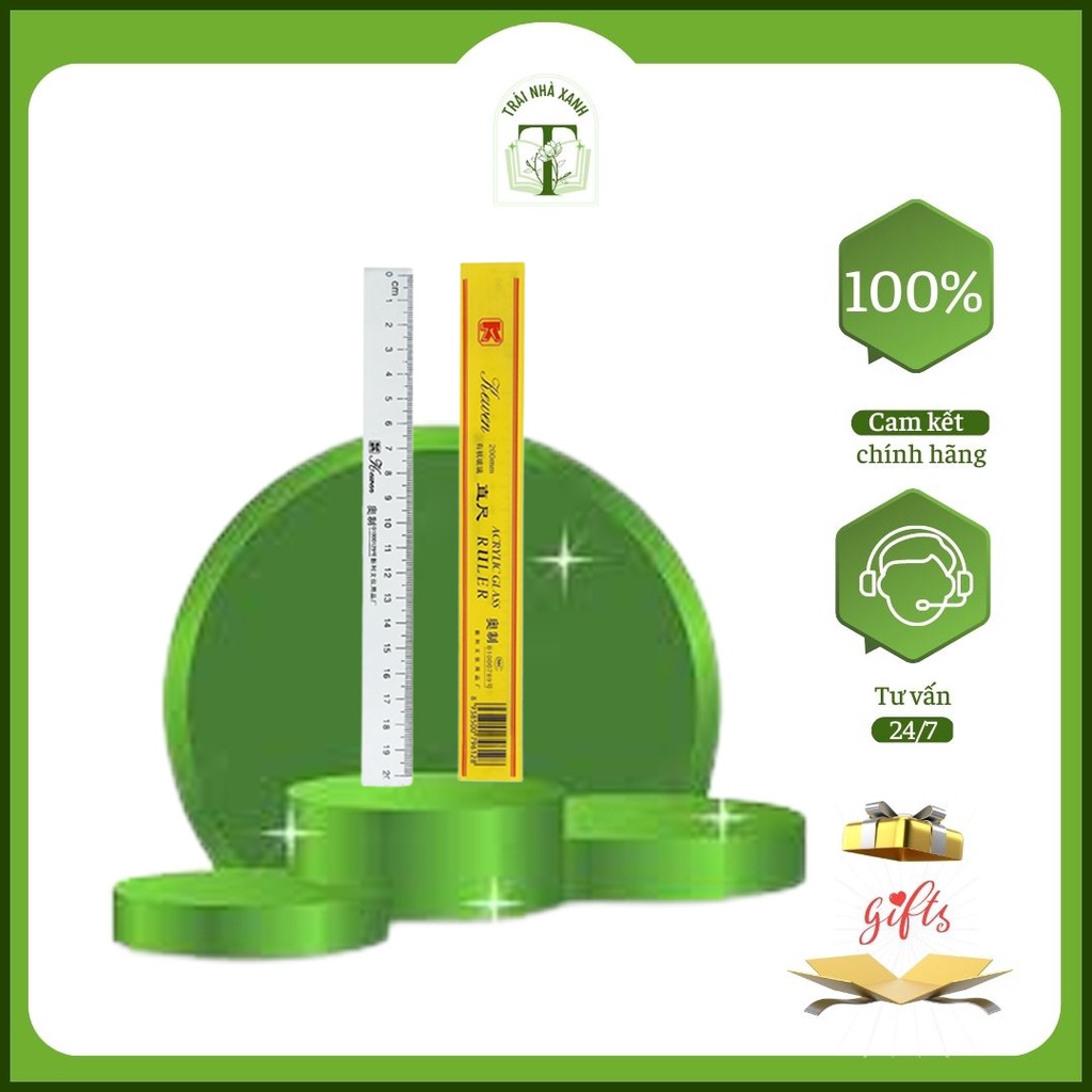 Thước kẻ kewen 20cm chuẩn - thước kẻ trong suốt