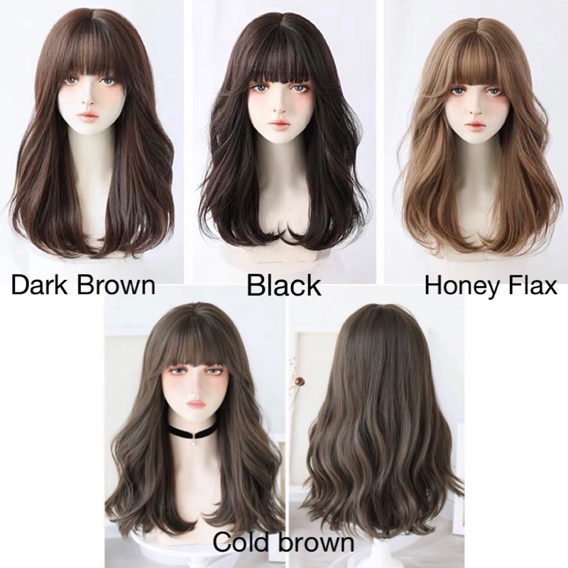 0304 full wig korean medium layer wave 52 cm Wajah Pendek Curly