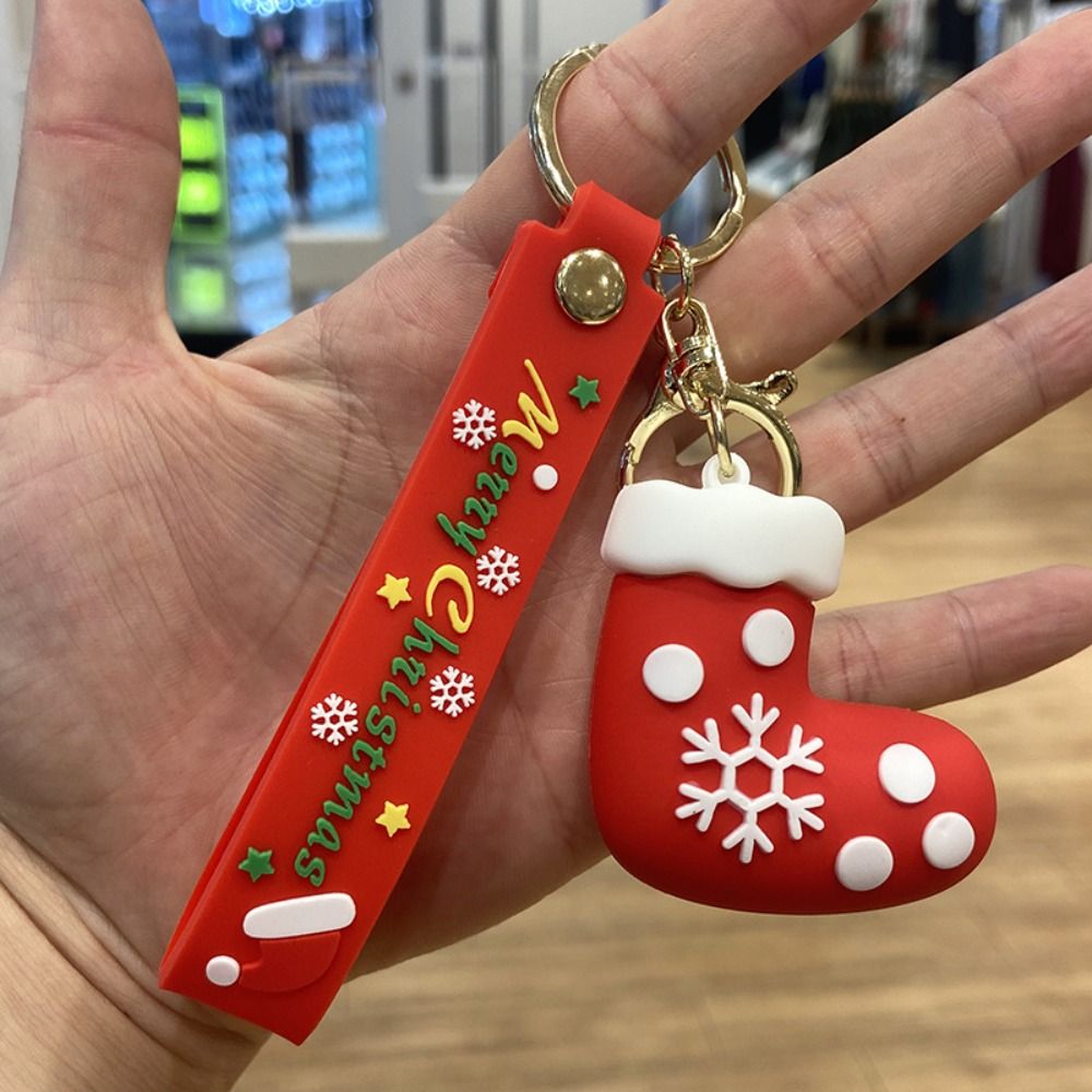 XEG1377 Người tuyết ông già Noel Móc chìa khóa hình Cây giáng sinh Giáng sinh Cây giáng sinh Móc Khóa Cây giáng sinh dễ thương Dễ thương Cao su Móc khóa hình người tuyết ông già Noel Nữ quý cô bé gái