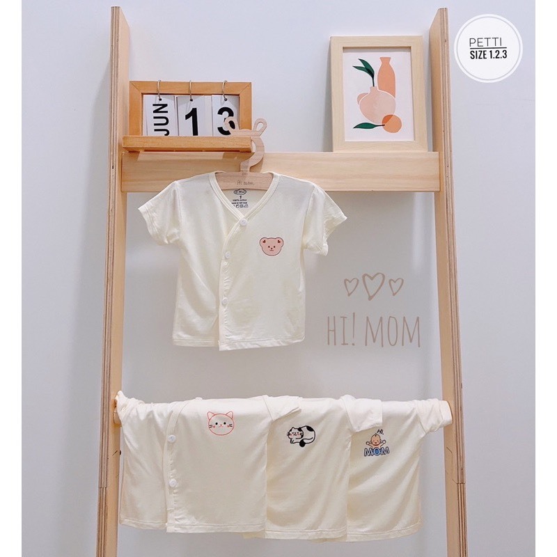 Áo sơ sinh cộc tay chất petit thun lạnh mềm mịn cho bé từ 2.5kg đến 8.5kg