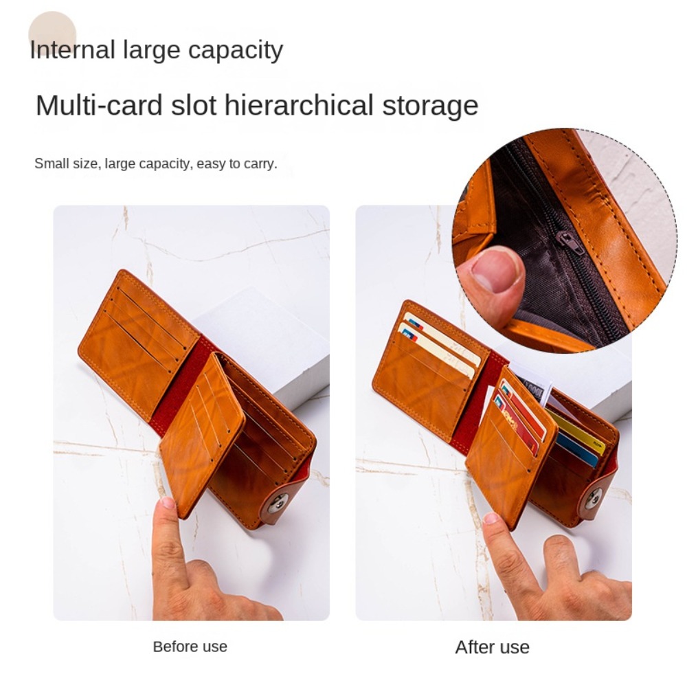 NPIQL US Dollar Pattern Dollar Pattern Wallet Buckle PU Leather Men's Wallet Retro Large Capacity PU Clutch Bag Men
