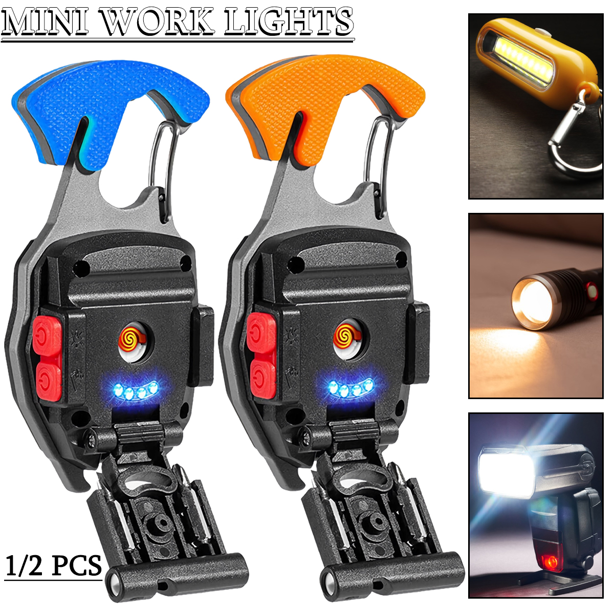 Bokali COB LED đèn pin nhỏ Móc chìa khóa có đèn đa chức năng Đèn làm việc cho cắm trại