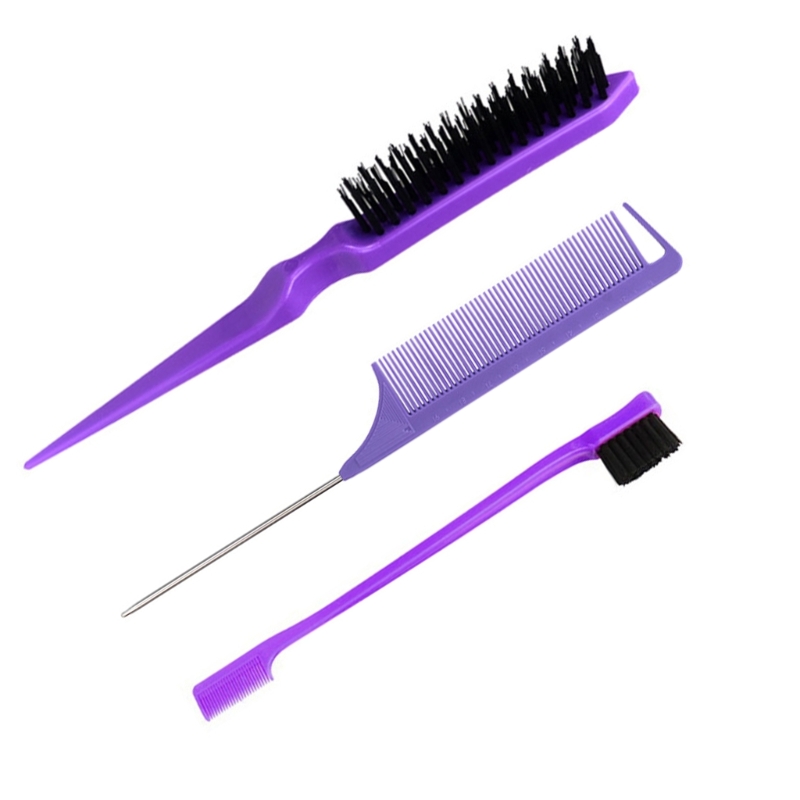 【Innovative】 3pcs Slick Back Hair Brush Set With 1 Pcs Bristle Hair Brush 1 Pcs Brush.