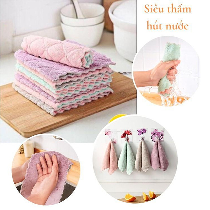 Khăn lau đa năng bếp, bát đĩa, cốc chén thấm nước - 1 cái