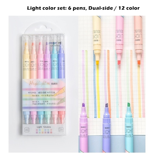 %E3%80%90The%20Quiet%20Page%E3%80%916pcs%20Light%20Highlighter%20Pens%20Set%203mm%20Dual%20Ended%20Double%20Color%20Marker%20Liner%20Drawing%20Pen%20Paint%20Art%20Office%20School%20Supplies%20A6477%20-%20Image%202