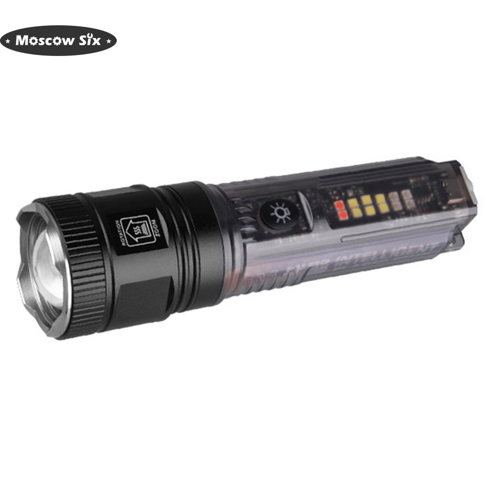 1800mAh Mini LED Flashlight Type-C Solar Rechargeable 200LM Multifunctional Torch Camping Lantern Floodlight