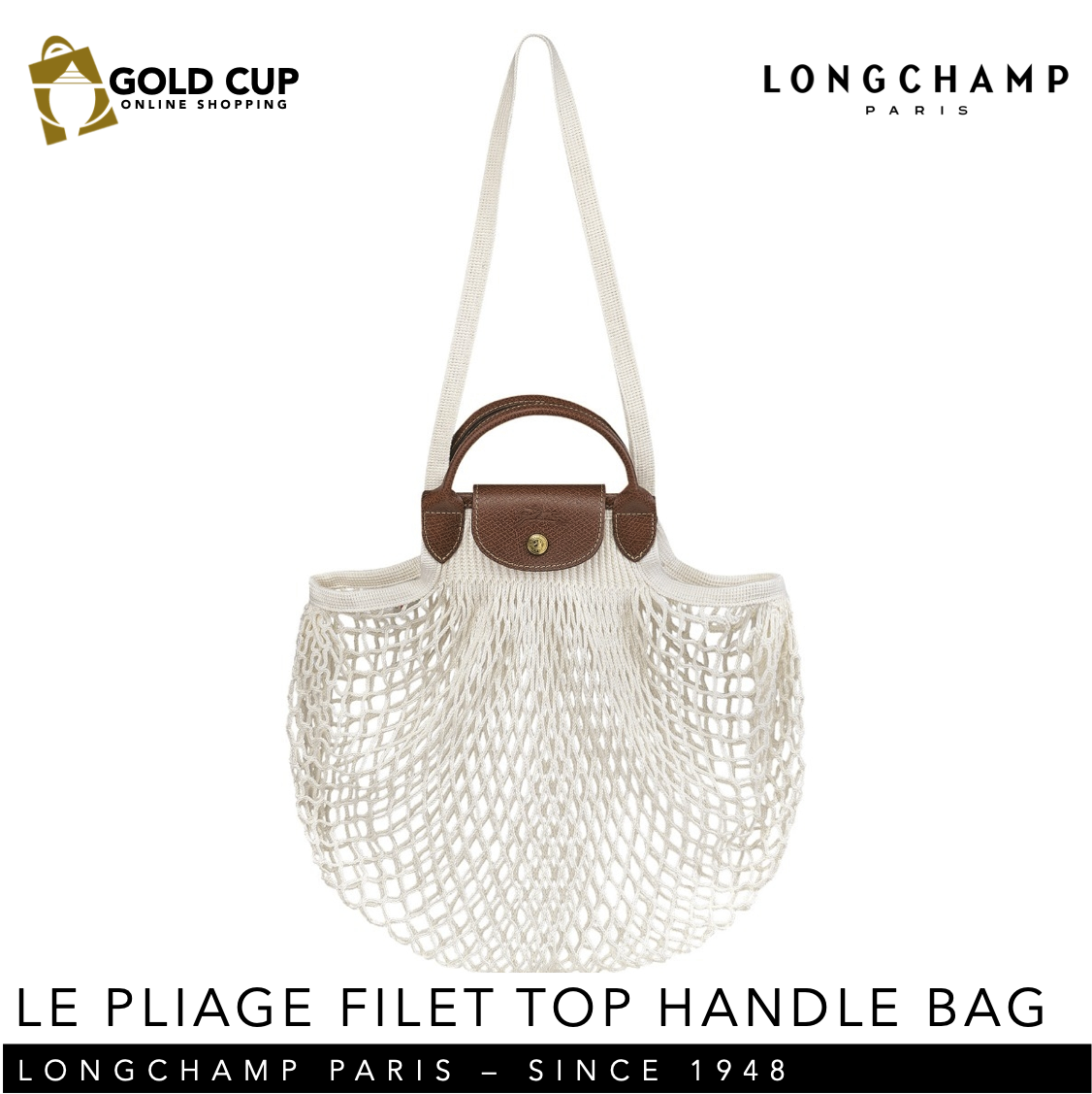 Le Pliage Filet Top Handle Bag (Ecru Beige/White) Lazada PH