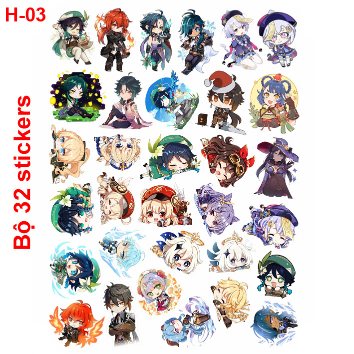Stickers/ Hình dán game Genshin Impact ( mẫu như hình)