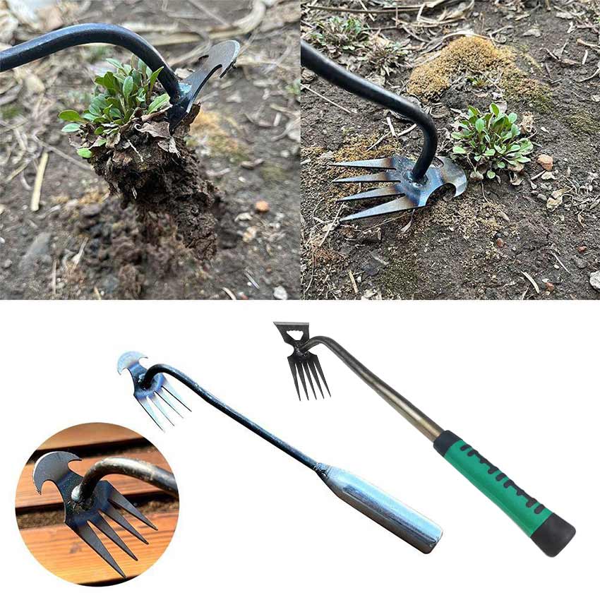 Weeding Artifact Uprooting Weeding Tool Steel Weed Puller 4 Teeth Dual  Purpose Weeder Hand Remover Tool For Garden