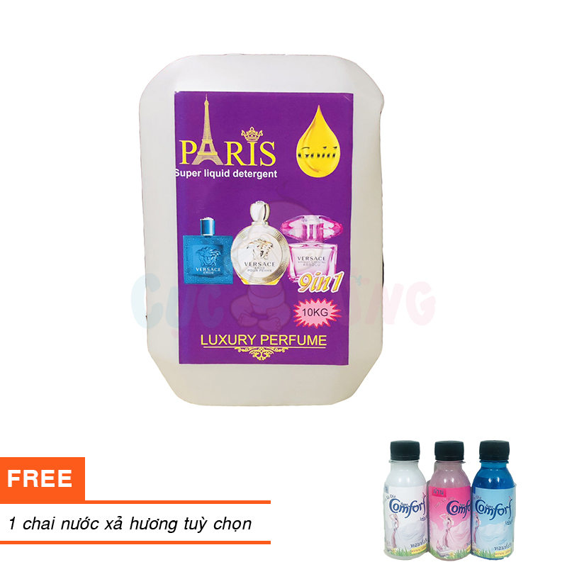 Nước giặt paris thái lan 10kg hương nước hoa tím tặng 1 chai nước xả màu tuỳ chọn