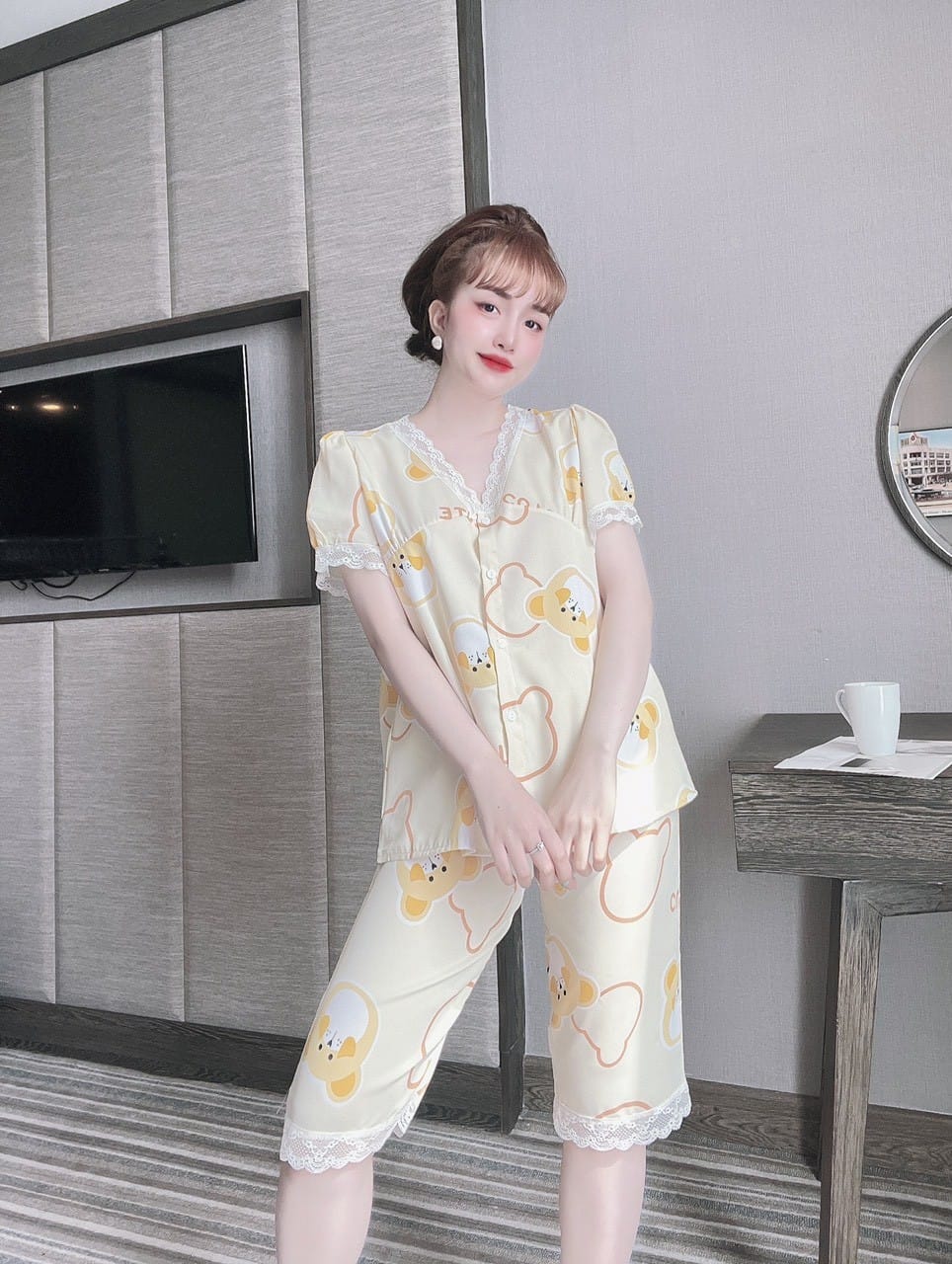 Đồ Bộ Mango Quần Ngố , Xinh Yêu ( dưới 60kg) - Mẫu mặc sp thật
