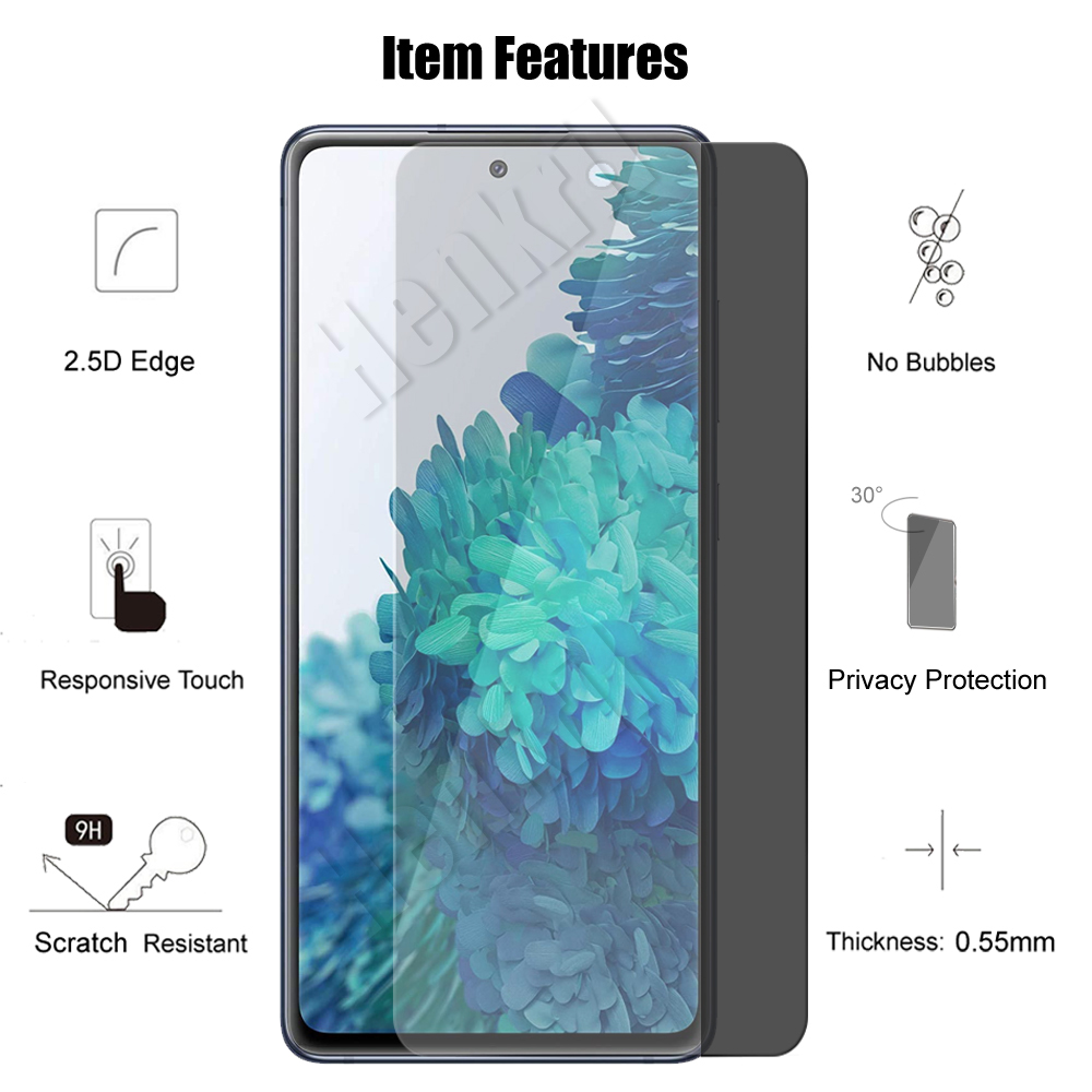 fashion (Fingerprint Doesn't Work) For Samsung Galaxy S20 FE 5G / 4G 3pcs Private Tempered Glass Camera Lens Privacy Screen Protector. 