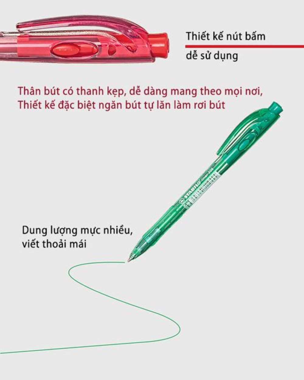 Bút bi STABILO Liner BP308F (Xanh biển, Đen, Đỏ, Hồng, Xanh lá, Tím)