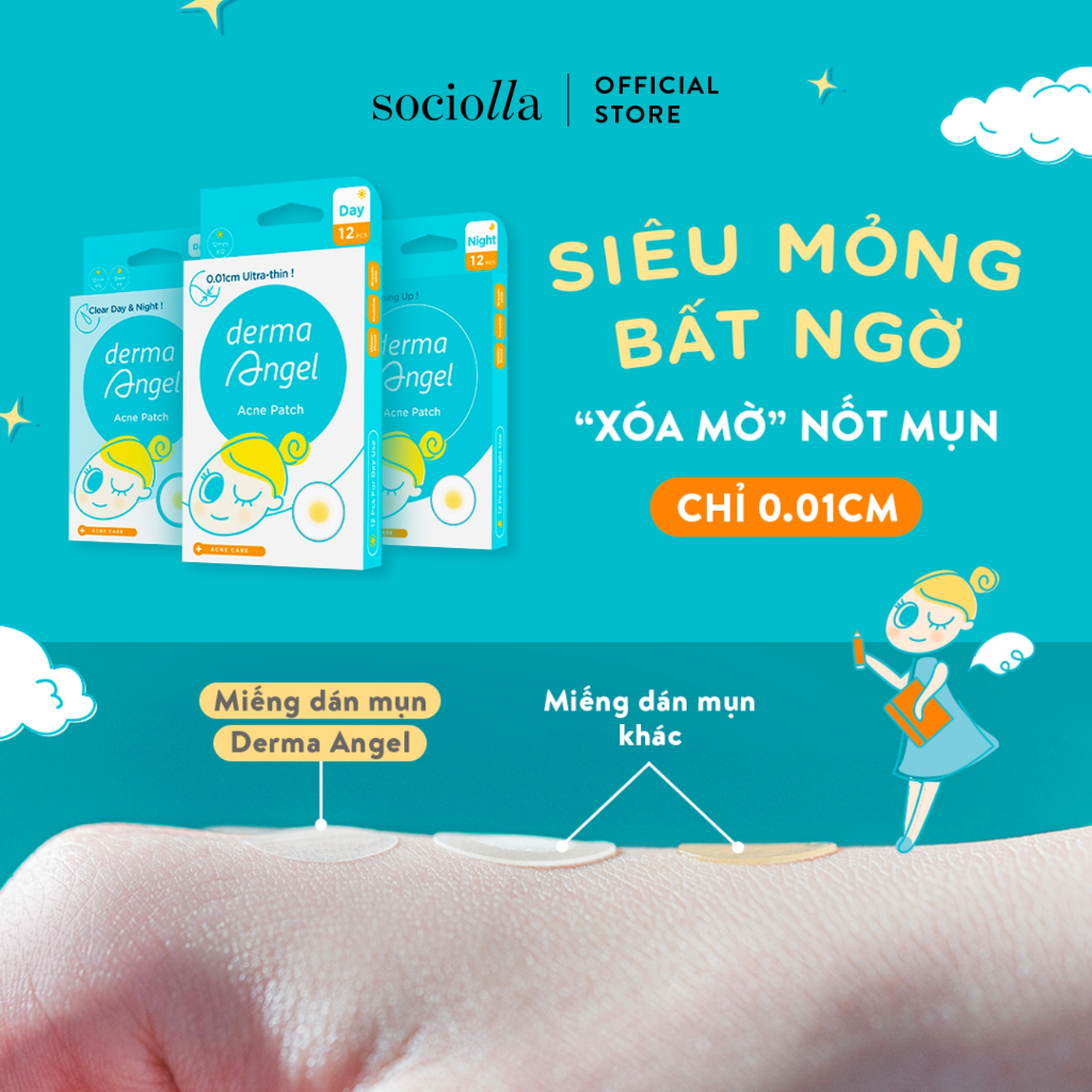 Miếng Dán Mụn Ban Đêm Derma Angel 12 Miếng