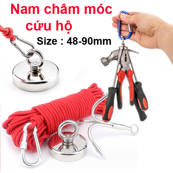 (1 Viên) Nam châm móc tròn, Nam châm cứu hộ siêu hút 48 - 90mm