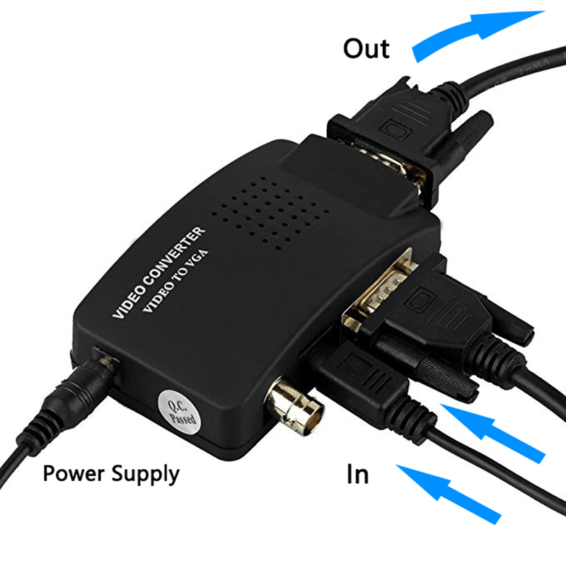 Wiistar Bnc To Vga Video Converter S-Video Vga Input To Pc Vga Out ...